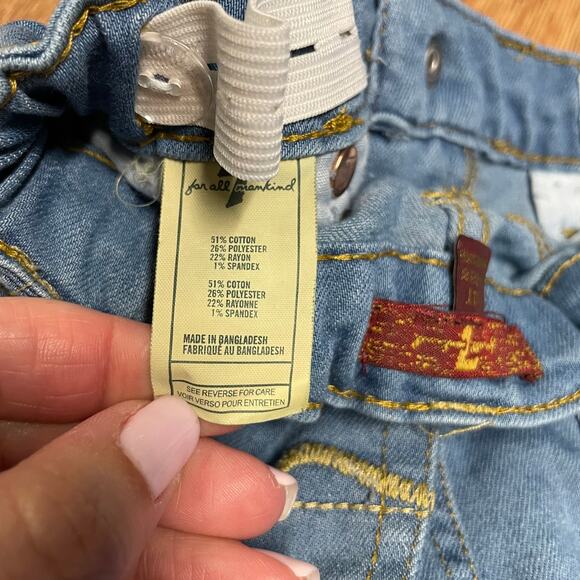 7 For All Mankind Girls Light Wash Straight Leg Raw Hem Jeans Size 4T Toddler - Picture 9 of 9